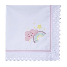 Manta Piquet Forrada C/ Bordado Inglês Arco Iris - 1 peça Manta Piquet Forrada C/ Bordado Inglês Arco Iris - 1 peça