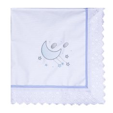 Manta Piquet Forrada C/ Bordado Inglês Lua Azul - 1 peça Manta Piquet Forrada C/ Bordado Inglês Lua Azul - 1 peça