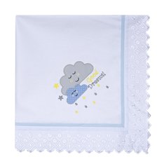 Manta Piquet Forrada C/ Bordado Inglês Nuvem Cinza - 1 peça Manta Piquet Forrada C/ Bordado Inglês Nuvem Cinza - 1 peça