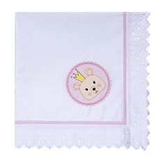 Manta Piquet Forrada C/ Bordado Inglês Ursinha Rosa - 1 peça Manta Piquet Forrada C/ Bordado Inglês Ursinha Rosa - 1 peça