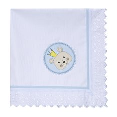 Manta Piquet Forrada C/ Bordado Inglês Ursinho Azul - 1 peça Manta Piquet Forrada C/ Bordado Inglês Ursinho Azul - 1 peça