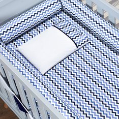 Kit Berço Rolinho Chevron Marinho E Azul - 07 Peças Kit Berço Rolinho Chevron Marinho E Azul - 07 Peças