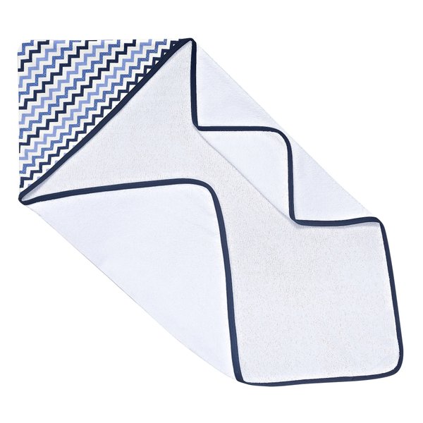 Toalha De Banho C/ Capuz Estampado Chevron Marinho e Azul - 1 peça Toalha De Banho C/ Capuz Estampado Chevron Marinho e Azul - 1 peça