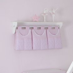 Porta Fraldas para Varão Rendinha Rosa - 3 Peças Porta Fraldas para Varão Rendinha Rosa - 3 Peças