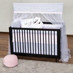 Mosquiteiro De Varal com Bandô Cisne Rosa e Cinza - 2 peças Mosquiteiro De Varal com Bandô Cisne Rosa e Cinza - 2 peças