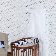 Mosquiteiro de Voil C/ Dossel Pom Pom Branco - 3 Peças Mosquiteiro de Voil C/ Dossel Pom Pom Branco - 3 Peças