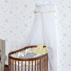 Mosquiteiro de Voil C/ Dossel Pom Pom Amarelo - 3 Peças Mosquiteiro de Voil C/ Dossel Pom Pom Amarelo - 3 Peças