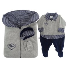 Kit Maternidade Bernardo Cinza Plush - 4 Peças Kit Maternidade Bernardo Cinza Plush - 4 Peças