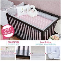 Quarto Cisne Rosa e Cinza - 16 peças Quarto Cisne Rosa e Cinza - 16 peças