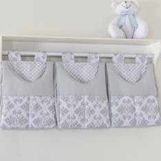 Porta Fraldas para Varão Encanto Cinza - 3 Peças Porta Fraldas para Varão Encanto Cinza - 3 Peças