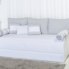 Kit Cama Babá Estrelinha Branco com Estampas e Bordados Cinza Super Delicados e Neutro para o Quartinho do Bebê 100% Algodão - 9 Peças Kit Cama Babá Estrelinha Branco com Estampas e Bordados Cinza Super Delicados e Neutro para o Quartinho do Bebê 100% Algodão - 9 Peças