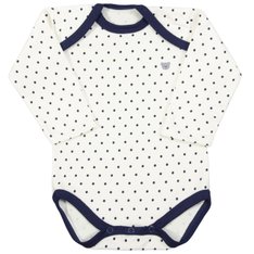 Body Manga Longa Poá Off White c/ Marinho - 1 Peça Body Manga Longa Poá Off White c/ Marinho - 1 Peça