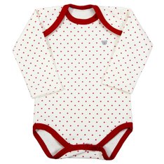 Body Manga Longa Poá Off White c/ Vermelho - 1 Peça Body Manga Longa Poá Off White c/ Vermelho - 1 Peça