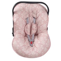 Capa Bebê Conforto e Protetor de Cinto Estampado Rosê - 3 Peças Capa Bebê Conforto e Protetor de Cinto Estampado Rosê - 3 Peças