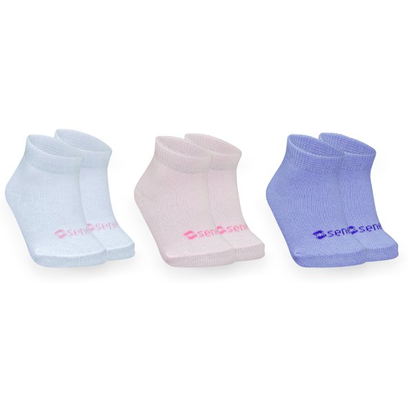 Meia Sene Baby Colors Feminina - Kit 1- 3 pares Meia Sene Baby Colors Feminina - Kit 1- 3 pares