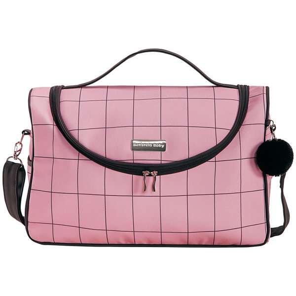 Bolsa Maternidade M Boston Grid Rosê Com Bolso Frontal - 1 Peça Bolsa Maternidade M Boston Grid Rosê Com Bolso Frontal - 1 Peça