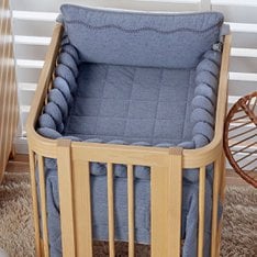 Kit Mini Berço Linho Jeans 100% Algodão - 06 peças Kit Mini Berço Linho Jeans 100% Algodão - 06 peças