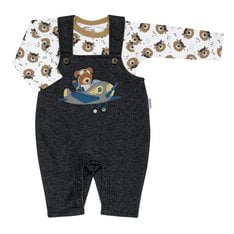 Conjunto Body Manga Longa e Jardineira Longa Bear - 2 Peças Conjunto Body Manga Longa e Jardineira Longa Bear - 2 Peças