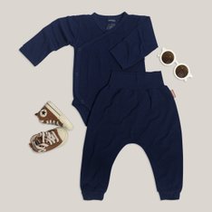 Conjunto Body Manga Longa Transpassado e Saruel Marinho - 2 Peças Conjunto Body Manga Longa Transpassado e Saruel Marinho - 2 Peças