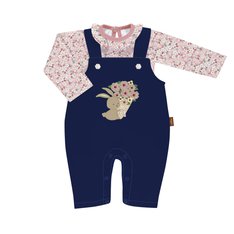 Conjunto Body Manga Longa e Jardineira Longa Flora - 2 Peças Conjunto Body Manga Longa e Jardineira Longa Flora - 2 Peças