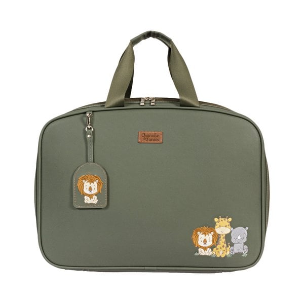 Mala Safari Verde Musgo Bordado E Chaveiro Decorativo - 01 Peça Mala Safari Verde Musgo Bordado E Chaveiro Decorativo - 01 Peça