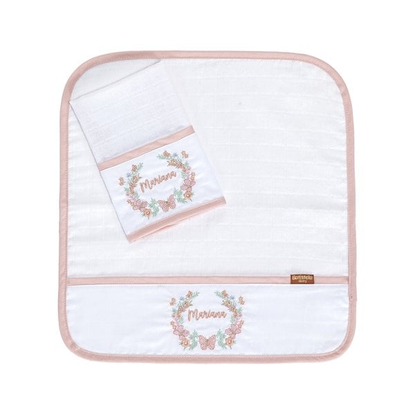 Fralda De Boca Bordada Exclusivo Personalizado Blush - 02 Peças Fralda De Boca Bordada Exclusivo Personalizado Blush - 02 Peças