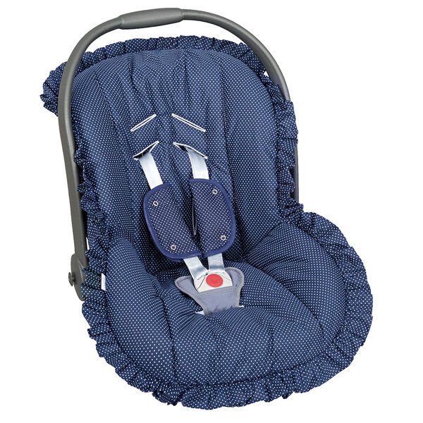 Capa para Bebe Conforto Estampado e Protetor de Cinto Poá Marinho - 3 peças Capa para Bebe Conforto Estampado e Protetor de Cinto Poá Marinho - 3 peças