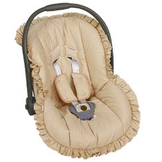 Capa para Bebe Conforto Estampado e Protetor de Cinto Poá Bege - 3 peças Capa para Bebe Conforto Estampado e Protetor de Cinto Poá Bege - 3 peças