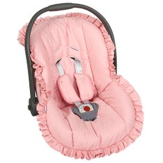 Capa para Bebe Conforto Estampado e Protetor de Cinto Poá Rosa - 3 peças Capa para Bebe Conforto Estampado e Protetor de Cinto Poá Rosa - 3 peças