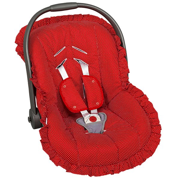 Capa para Bebê Conforto Estampado e Protetor de Cinto Poá Vermelho - 3 peças Capa para Bebê Conforto Estampado e Protetor de Cinto Poá Vermelho - 3 peças