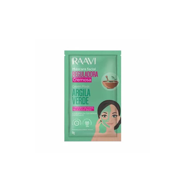 Máscara Facial Raavi Reguladora de Argila Verde Sachę 8gr Máscara Facial Raavi Reguladora de Argila Verde Sachę 8gr