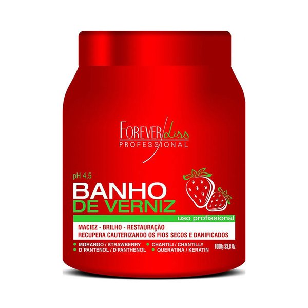 Máscara Capilar Forever Liss Banho de Verniz Morango 1kg Máscara Capilar Forever Liss Banho de Verniz Morango 1kg
