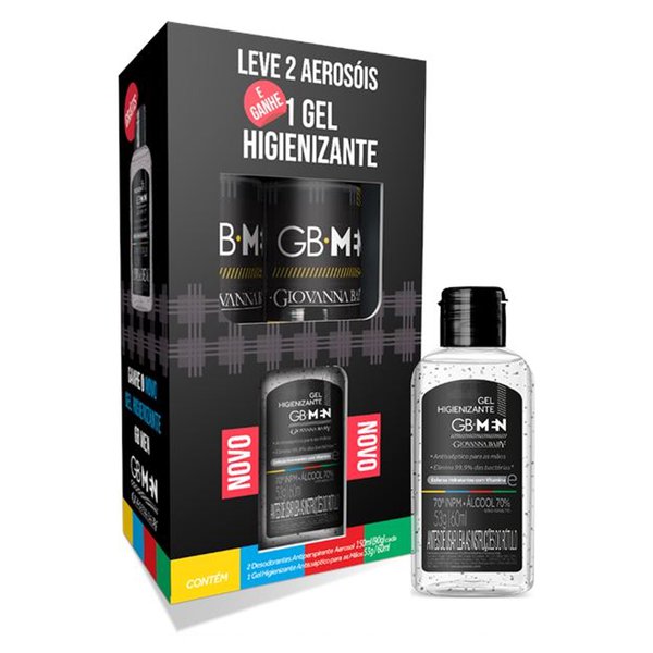 Kit Giovanna Baby Men 2 Aerosol Active + Gel Higienizante 60ml Kit Giovanna Baby Men 2 Aerosol Active + Gel Higienizante 60ml