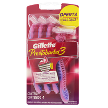 Aparelho de Depilação Gillette Prestobarba 3 Feminino c/ 4un Aparelho de Depilação Gillette Prestobarba 3 Feminino c/ 4un