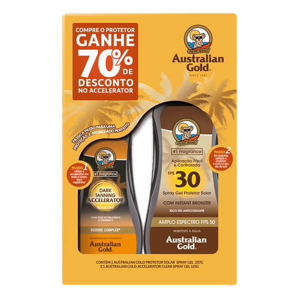 Kit Australian Gold Instant Bronzer - Protetor Solar Corporal 237ml + Bronzeador 125ml Kit Australian Gold Instant Bronzer - Protetor Solar Corporal 237ml + Bronzeador 125ml