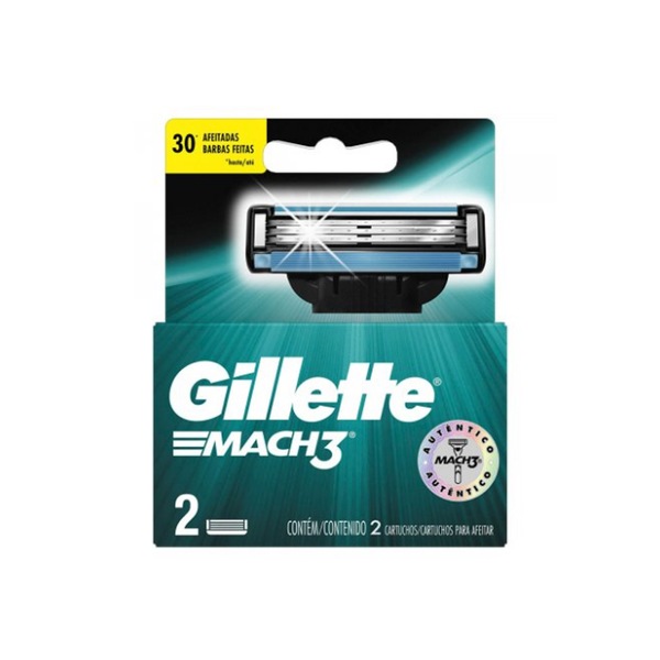 Carga Gillette Para Aparelho de Barbear Mach 3 Com 2un Carga Gillette Para Aparelho de Barbear Mach 3 Com 2un