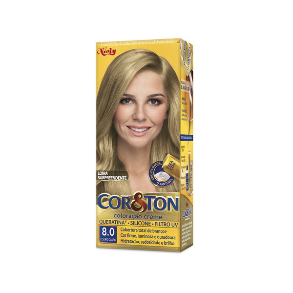 Coloração Permanente Niely Cor&Ton Kit Louro Claro - 8.0 Coloração Permanente Niely Cor&Ton Kit Louro Claro - 8.0