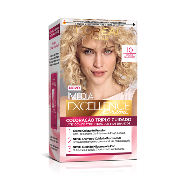 Coloração Permanente L'Oréal Imédia Excellence Kit Louro Claríssimo - 10 Coloração Permanente L'Oréal Imédia Excellence Kit Louro Claríssimo - 10