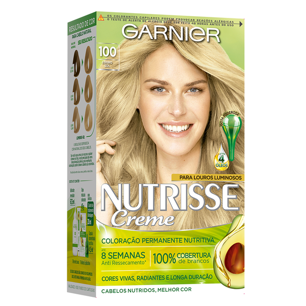 Coloração Permanente Garnier Nutrisse Kit Louro Claríssimo - 100 Coloração Permanente Garnier Nutrisse Kit Louro Claríssimo - 100
