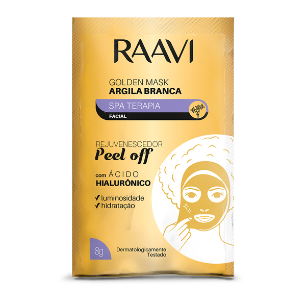 Máscara Facial Raavi Peel Off Gold Mask Argila Branca 8gr Máscara Facial Raavi Peel Off Gold Mask Argila Branca 8gr