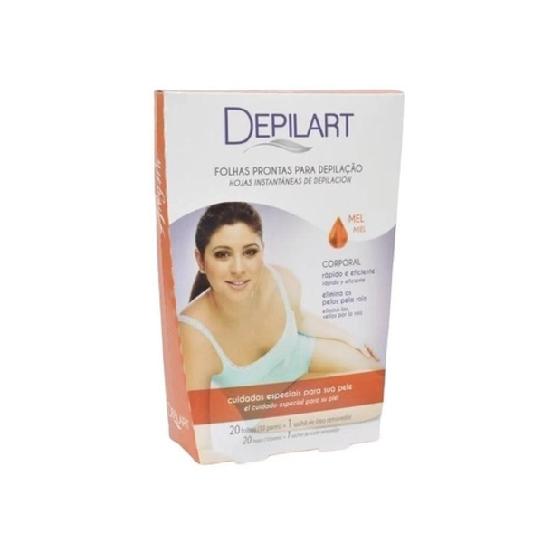 Folhas Prontas para Depilação Depilart Corporal Mel 20un Folhas Prontas para Depilação Depilart Corporal Mel 20un