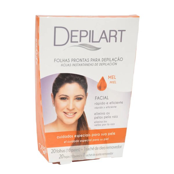 Folhas Prontas para Depilação Depilart Facial Mel 20un Folhas Prontas para Depilação Depilart Facial Mel 20un