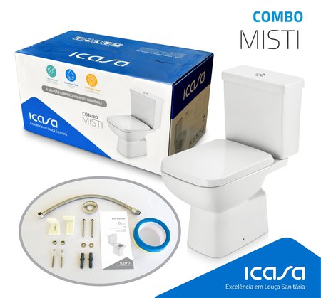 Kit Cbmisoo Bacia Acoplada Assento Soft Closed/kit Fixacao/ Tubo De Ligacao/anel De Vedacao Misti Branco Icasa Kit Cbmisoo Bacia Acoplada Assento Soft Closed/kit Fixacao/ Tubo De Ligacao/anel De Vedacao Misti Branco Icasa