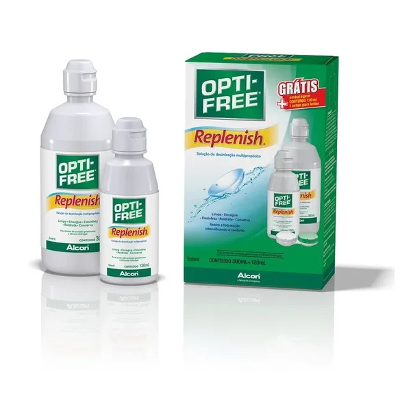 Opti Free Alcon Replenish 300Ml Grátis 120Ml e Estojo Opti Free Alcon Replenish 300Ml Grátis 120Ml e Estojo