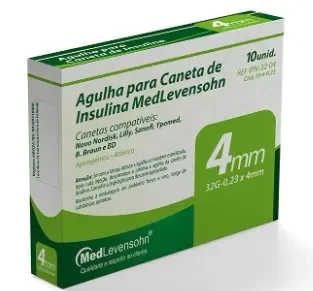 Agulha P/Caneta Insul. 4mm C/ 10 Medlevensohn 32g Agulha P/Caneta Insul. 4mm C/ 10 Medlevensohn 32g