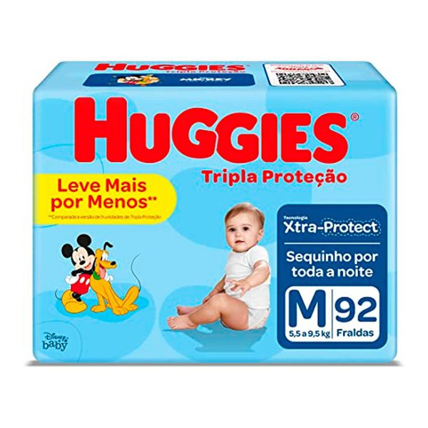 Fralda Descartável Huggies Disney Baby Tripla Proteção M, pacote com 92 unidades Fralda Descartável Huggies Disney Baby Tripla Proteção M, pacote com 92 unidades