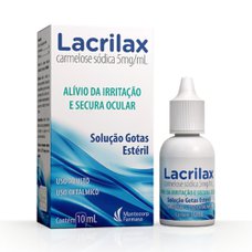 Lacrilax 5mg/mL, caixa com 1 frasco gotejador com 10mL de solução de uso oftálmico Lacrilax 5mg/mL, caixa com 1 frasco gotejador com 10mL de solução de uso oftálmico
