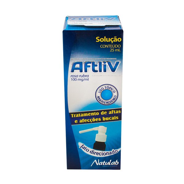 Aftliv 100mg/mL, frasco com 25mL de solução de uso bucal Aftliv 100mg/mL, frasco com 25mL de solução de uso bucal