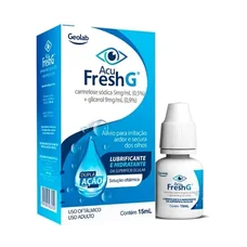 Acu Fresh G 5mg/mL + 9mg/mL, caixa com 1 frasco gotejador com 15mL de solução de uso oftálmico Acu Fresh G 5mg/mL + 9mg/mL, caixa com 1 frasco gotejador com 15mL de solução de uso oftálmico