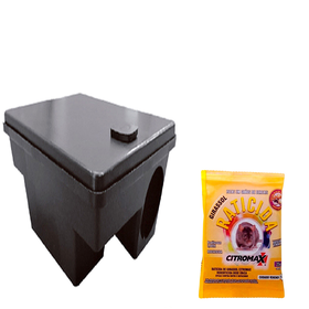 Combo com 1 Porta Isca Luna + 10 Raticida Sachê 25g Girassol Combo com 1 Porta Isca Luna + 10 Raticida Sachê 25g Girassol